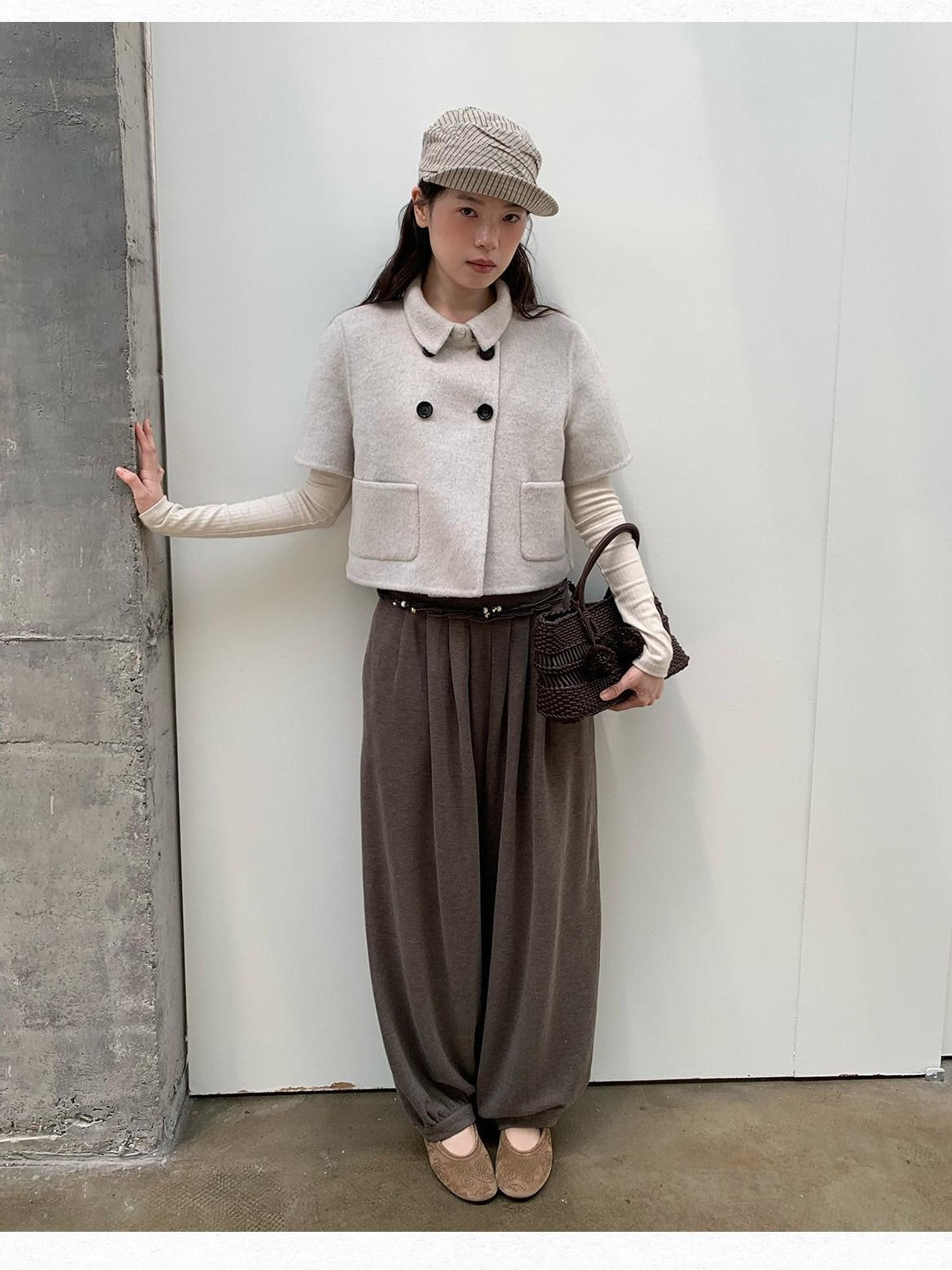 Dorydory Light Gray Double Breasted Lapel Women&