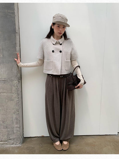 Dorydory Light Gray Double Breasted Lapel Women&
