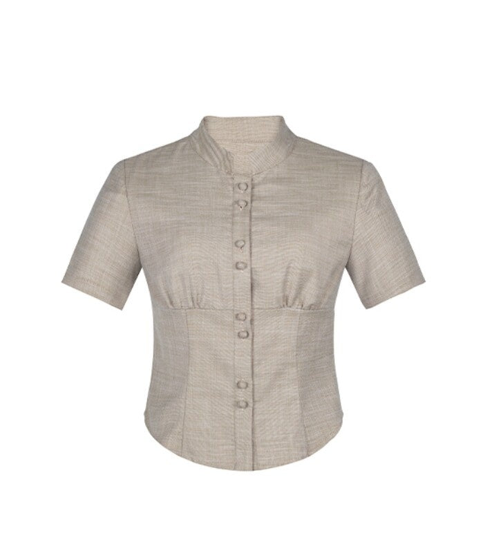 Dorydory_Light_Gray_Stand_Collar_Slim_Fit_Solid_Women&