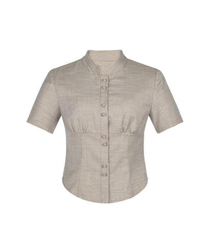 Dorydory_Light_Gray_Stand_Collar_Slim_Fit_Solid_Women&