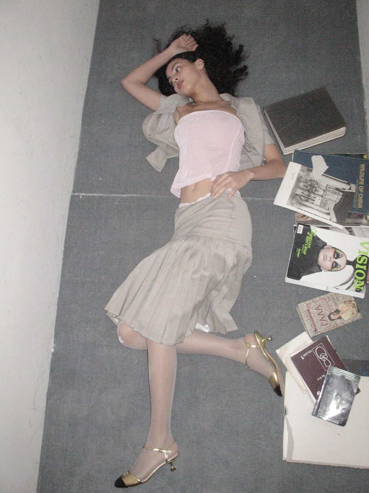 Dorydory Light Gray Stand Collar Slim Fit Solid Women&