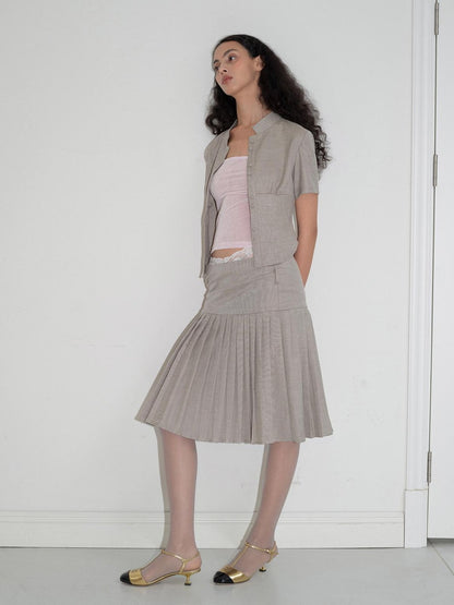 Dorydory Light Gray Stand Collar Slim Fit Solid Women&