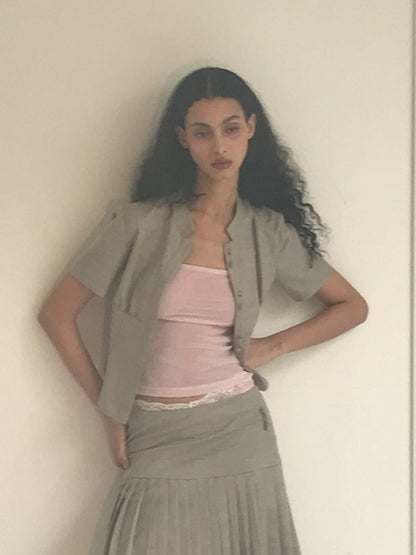 Dorydory Light Gray Stand Collar Slim Fit Solid Women&