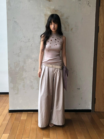 Dorydory Light Grey Purple Button Knit Women&