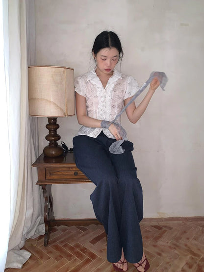 Lyocell Blend Wide Leg Trousers With Elastic Waist