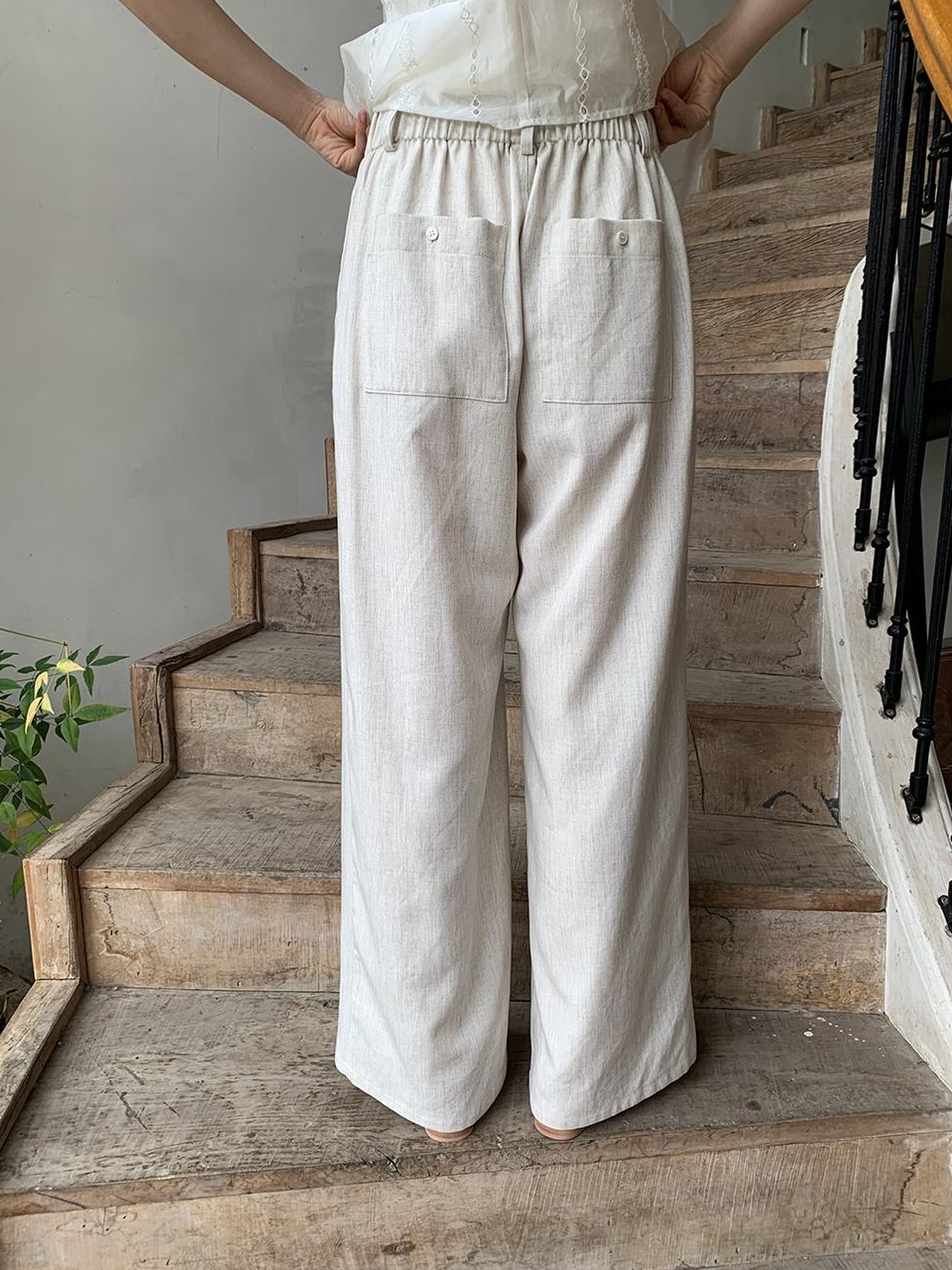 Dorydory Lyocell Blend Wide Leg Trousers With Elastic Waist