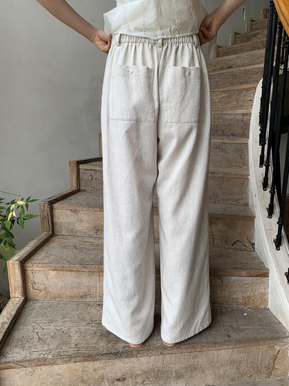 Dorydory Lyocell Blend Wide Leg Trousers With Elastic Waist