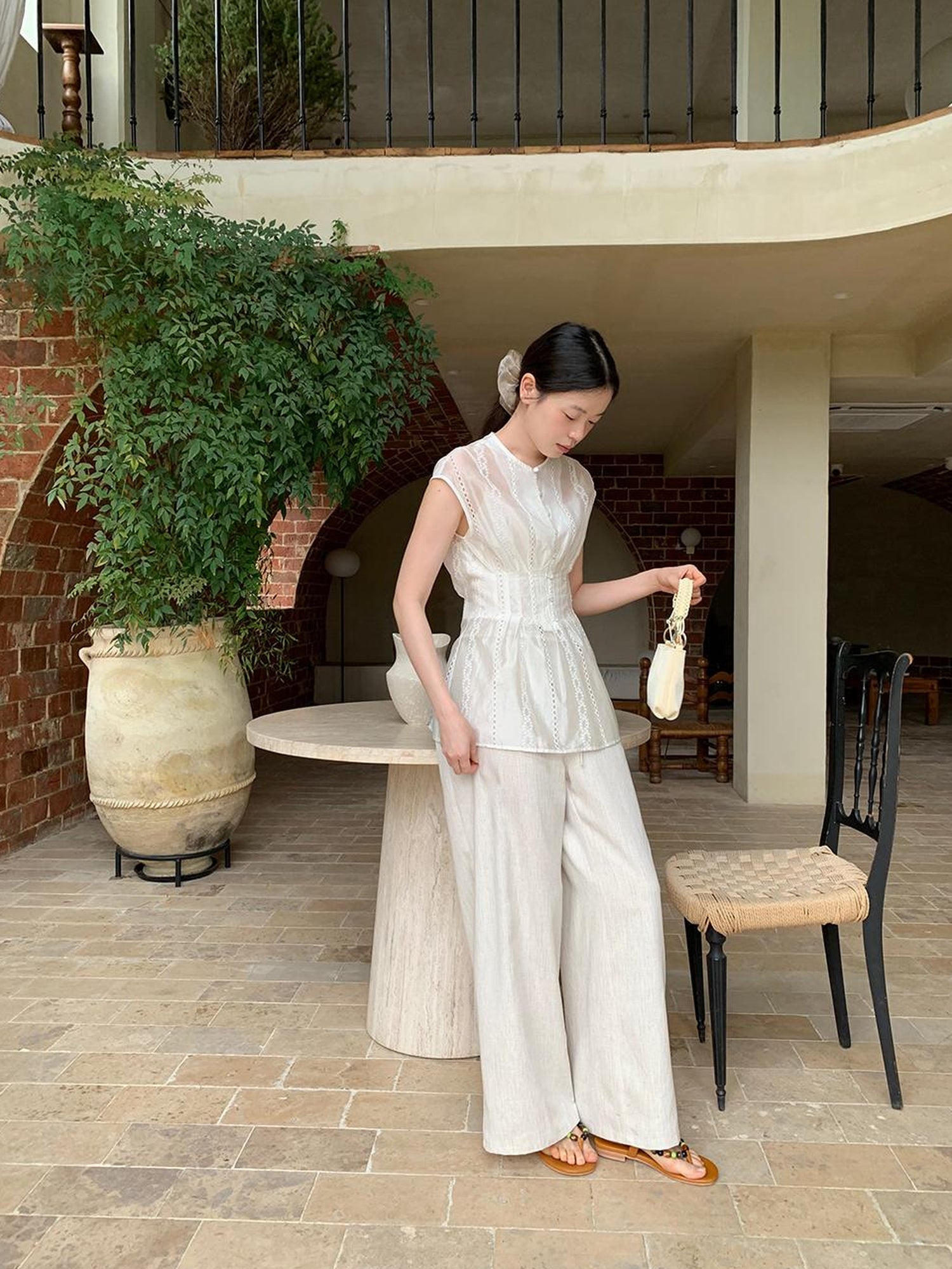 Dorydory Lyocell Blend Wide Leg Trousers With Elastic Waist