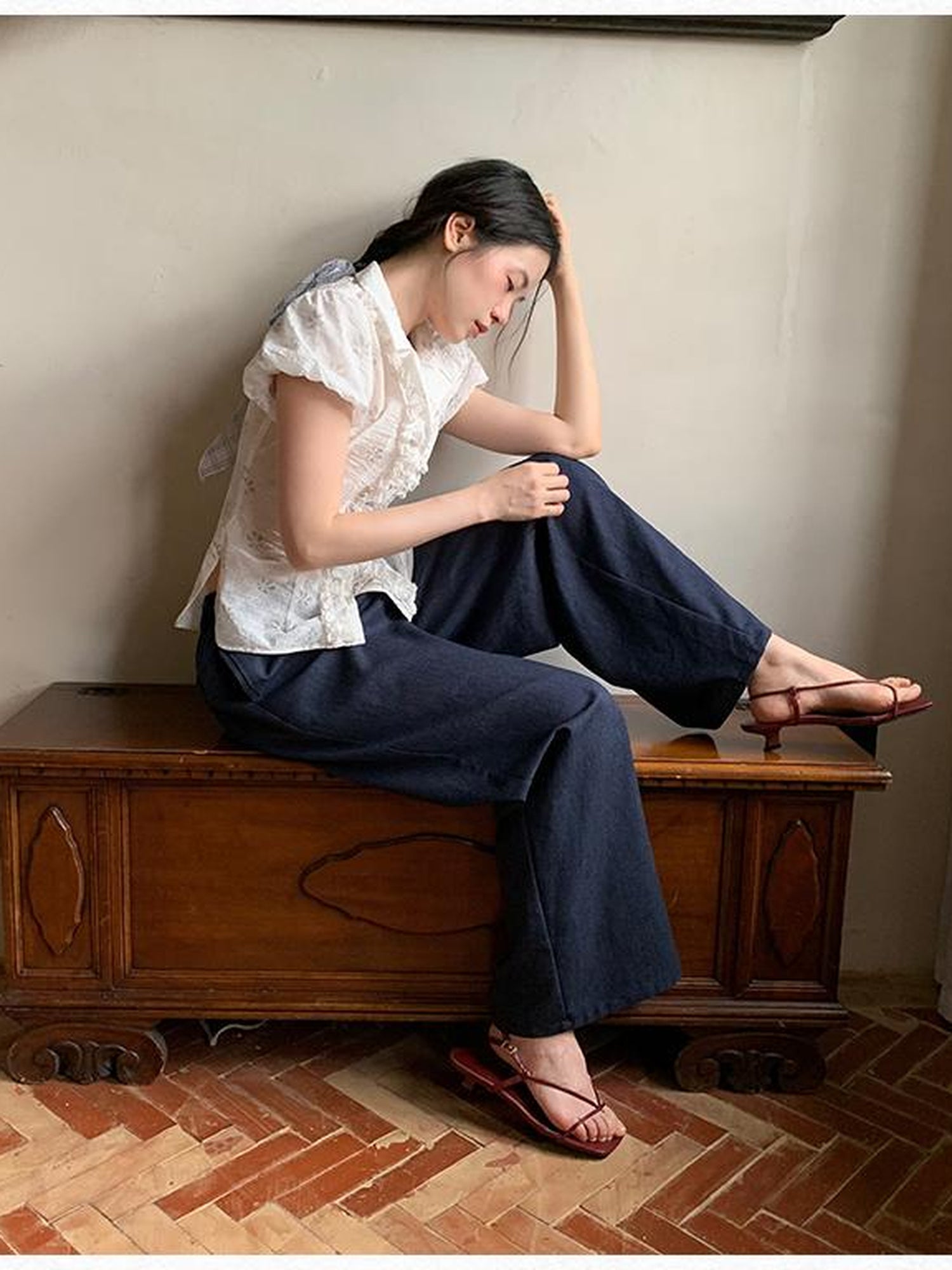 Dorydory Lyocell Blend Wide Leg Trousers With Elastic Waist