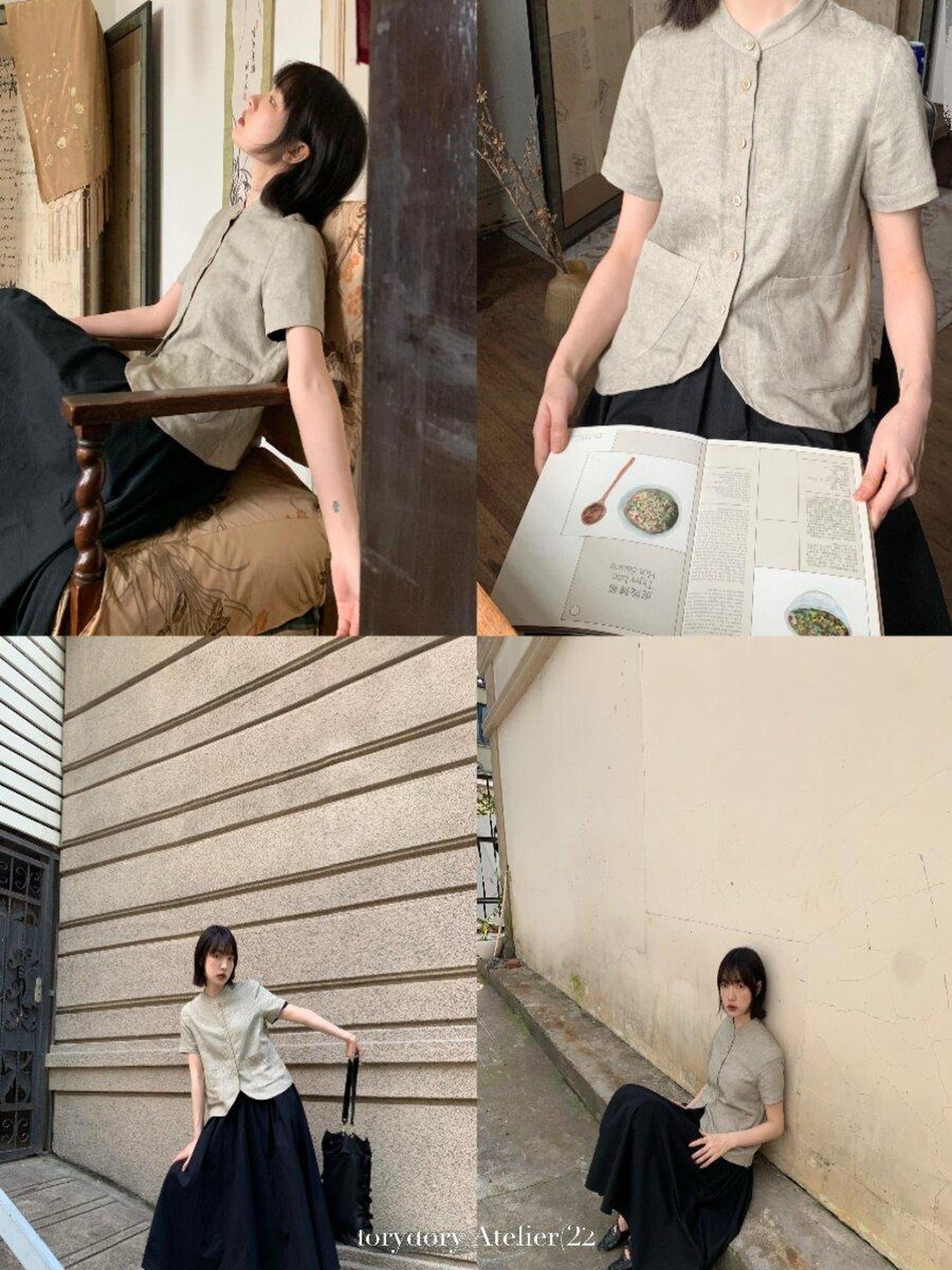 Dorydory Mandarin Collar Chinese Style French Women&