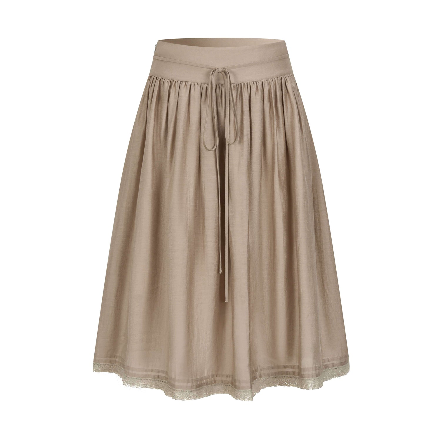 Dorydory_Milk_Tea_Tie_Waist_Tuck_Pleat_Lace_High_Waist_Women&