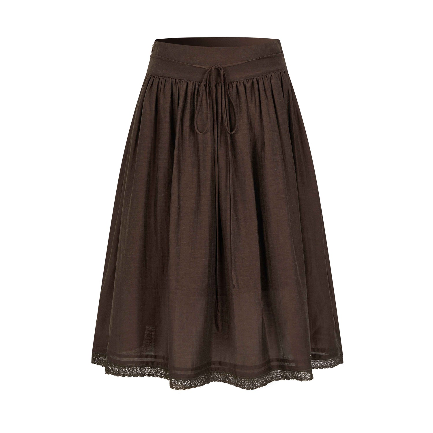 Dorydory_Milk_Tea_Tie_Waist_Tuck_Pleat_Lace_High_Waist_Women&