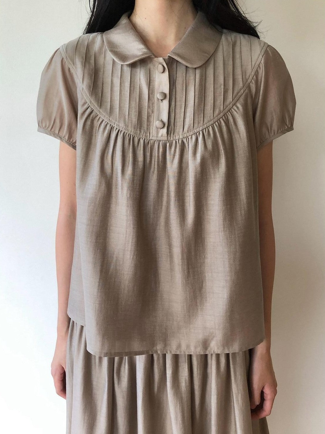 Dorydory Milk Tea Vintage Doll Collar Pleated Women&