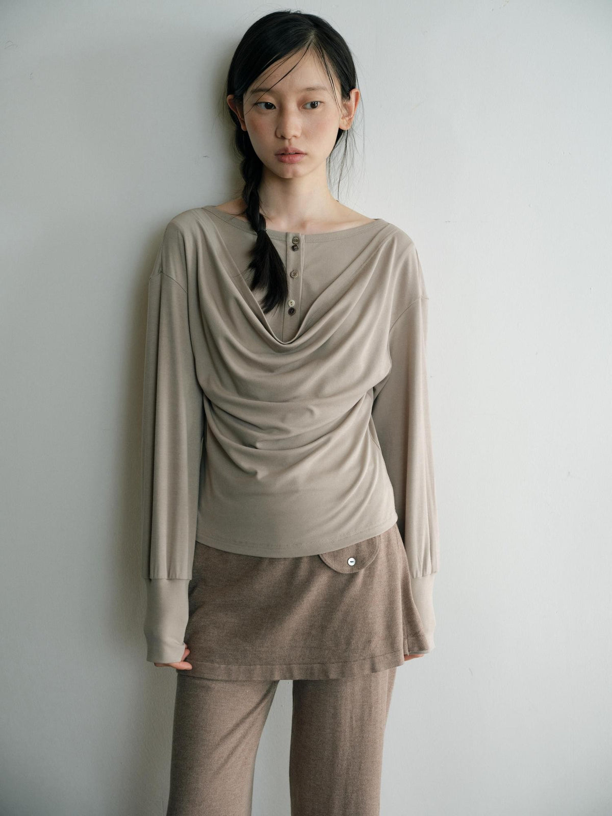 Dorydory Minimalist Draped Neck Two Piece Look Women&