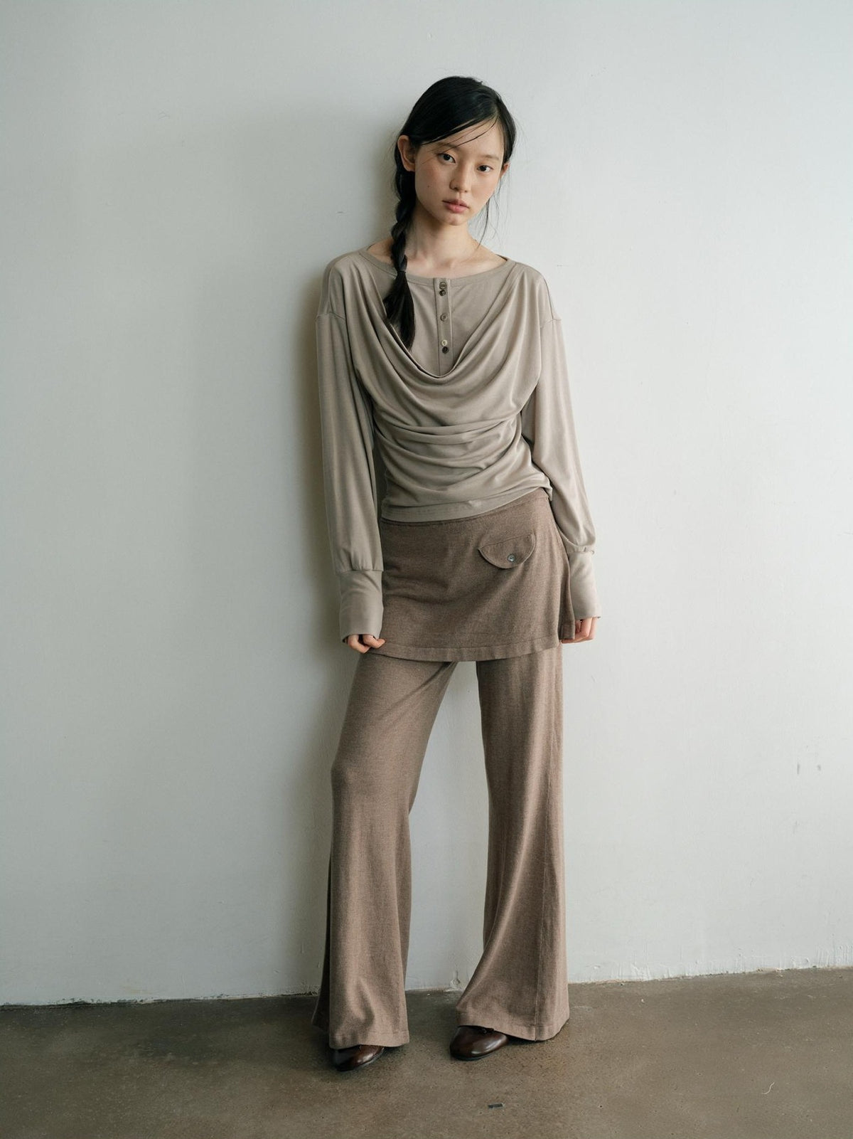 Dorydory Minimalist Draped Neck Two Piece Look Women&