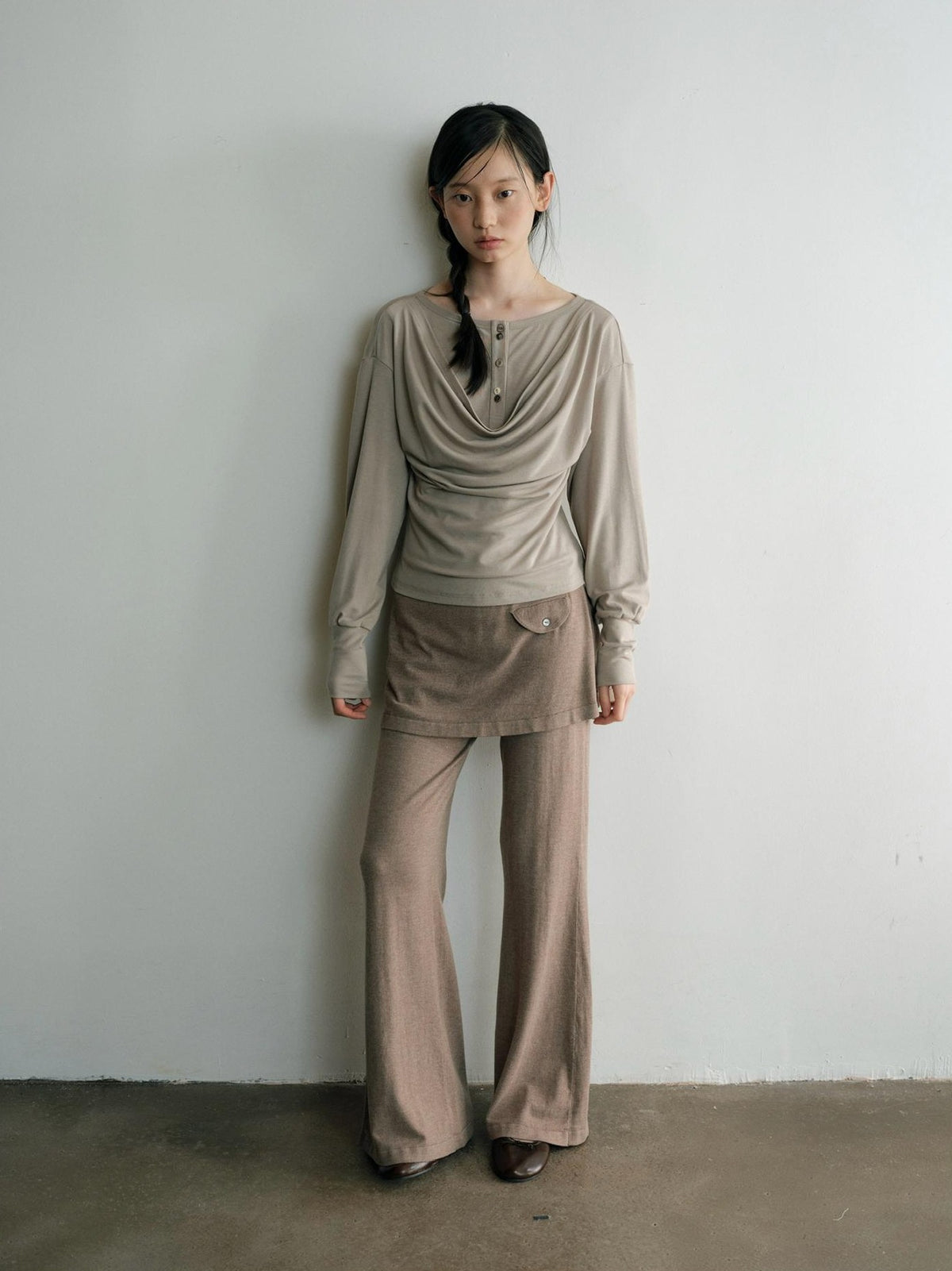 Dorydory Minimalist Draped Neck Two Piece Look Women&
