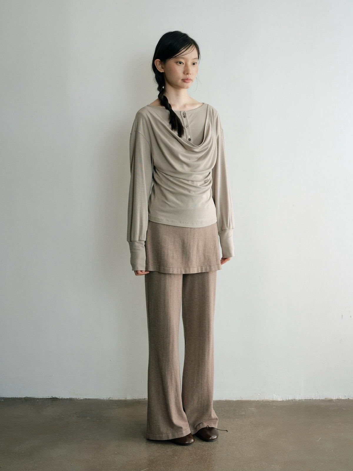 Dorydory Minimalist Draped Neck Two Piece Look Women&