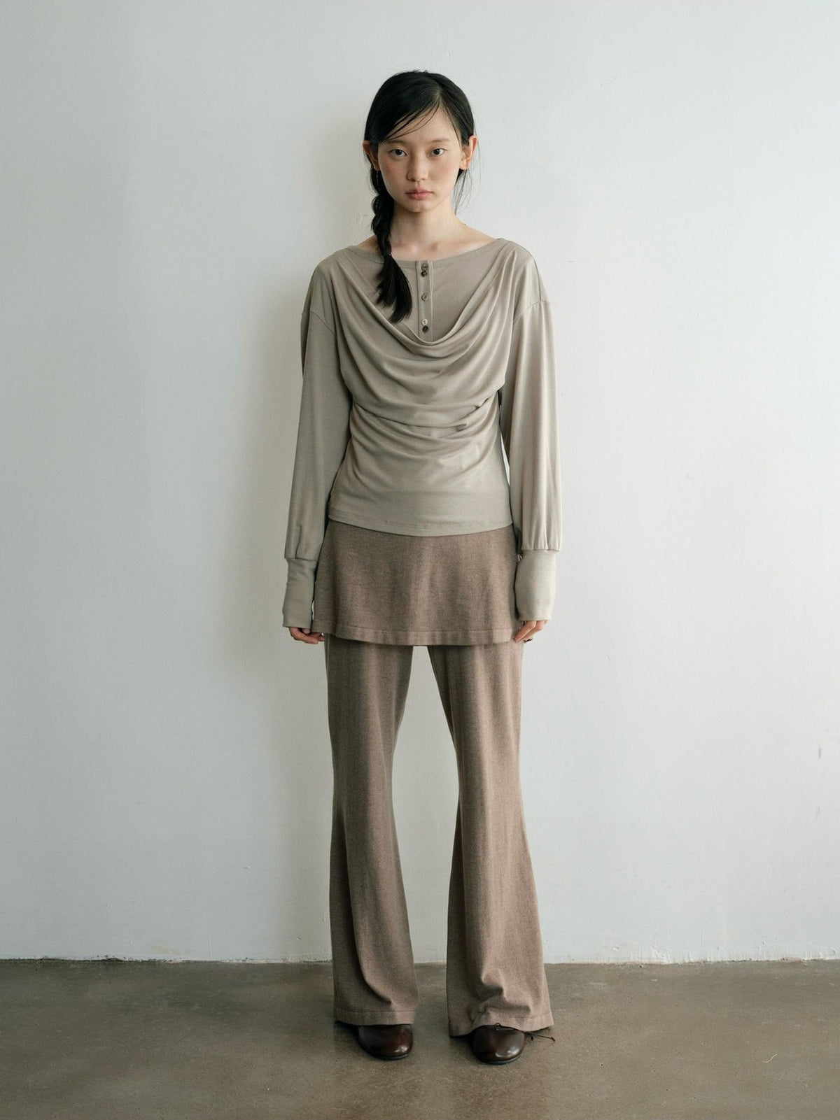 Dorydory Minimalist Draped Neck Two Piece Look Women&