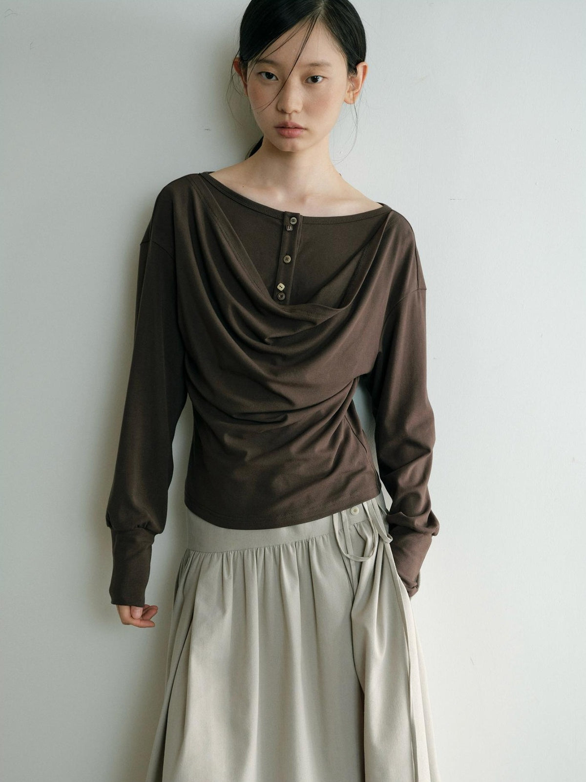 Dorydory Minimalist Draped Neck Two Piece Look Women&