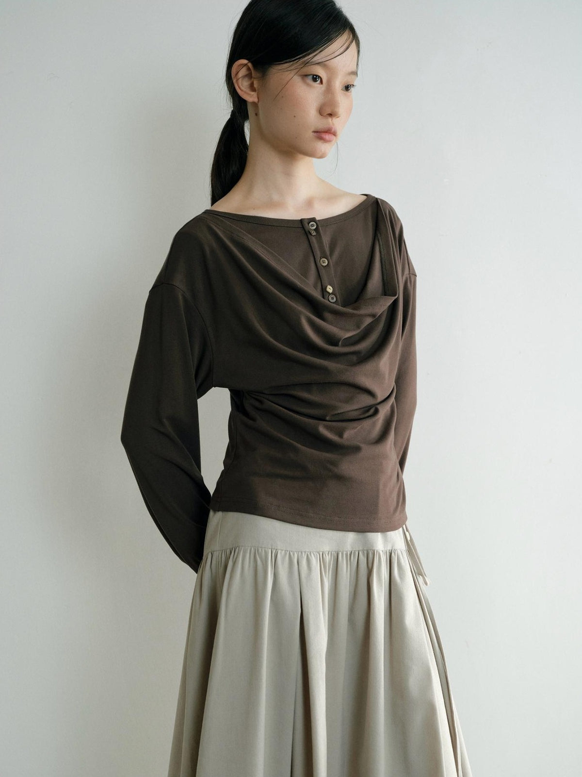 Dorydory Minimalist Draped Neck Two Piece Look Women&