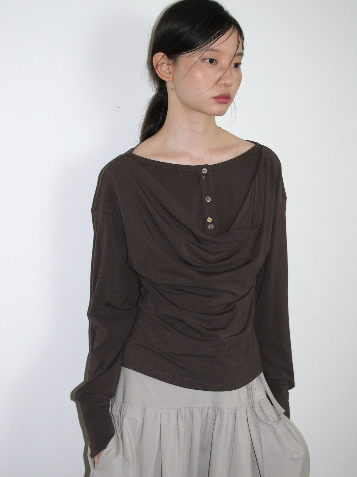 Dorydory Minimalist Draped Neck Two Piece Look Women&