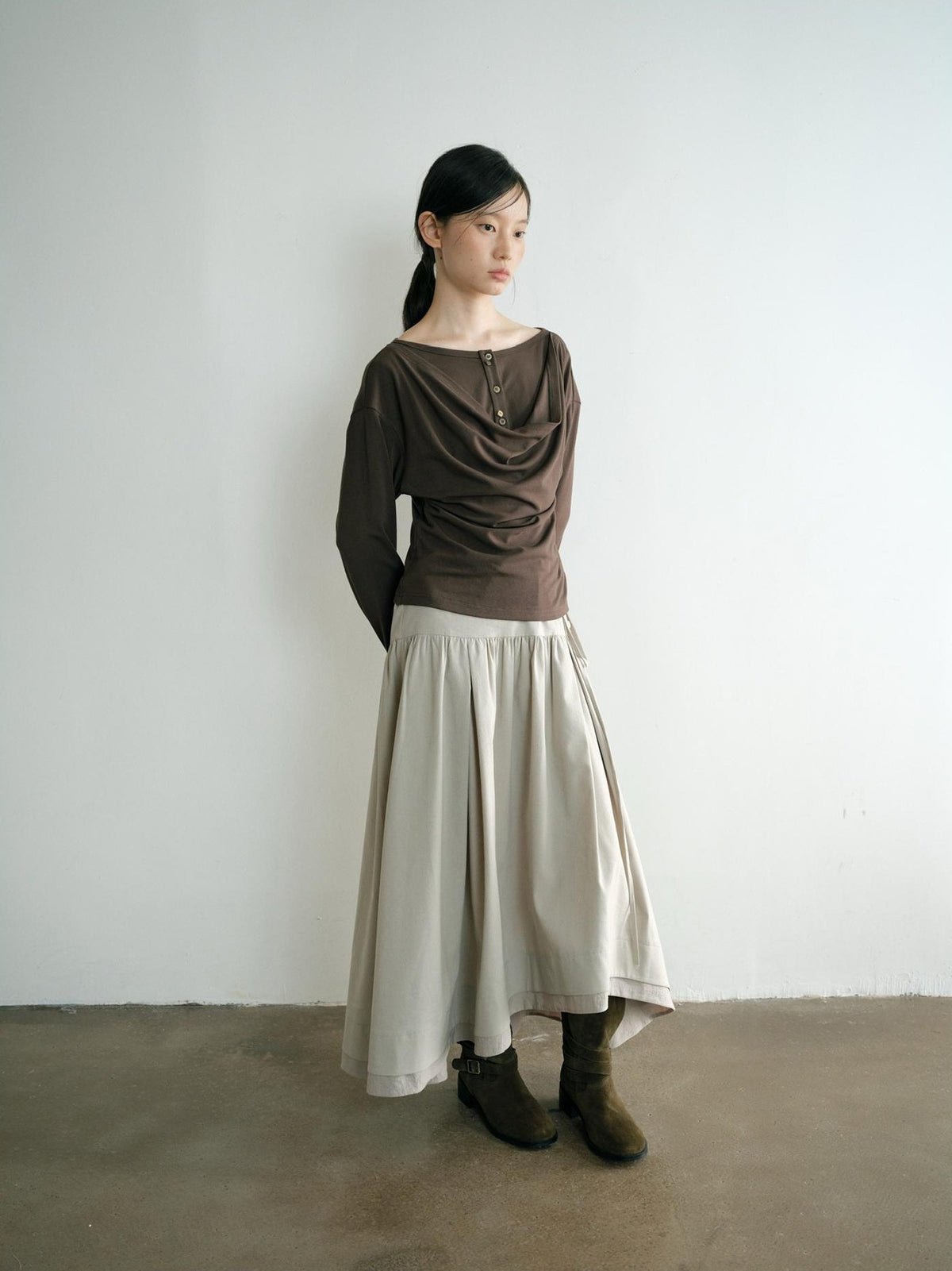 Dorydory Minimalist Draped Neck Two Piece Look Women&