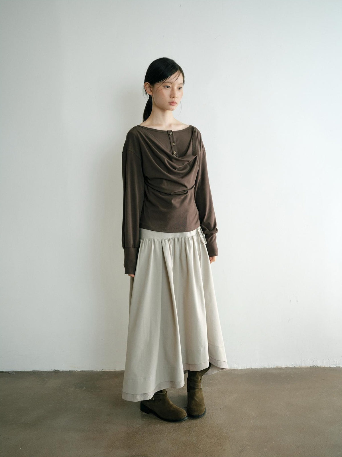 Dorydory Minimalist Draped Neck Two Piece Look Women&