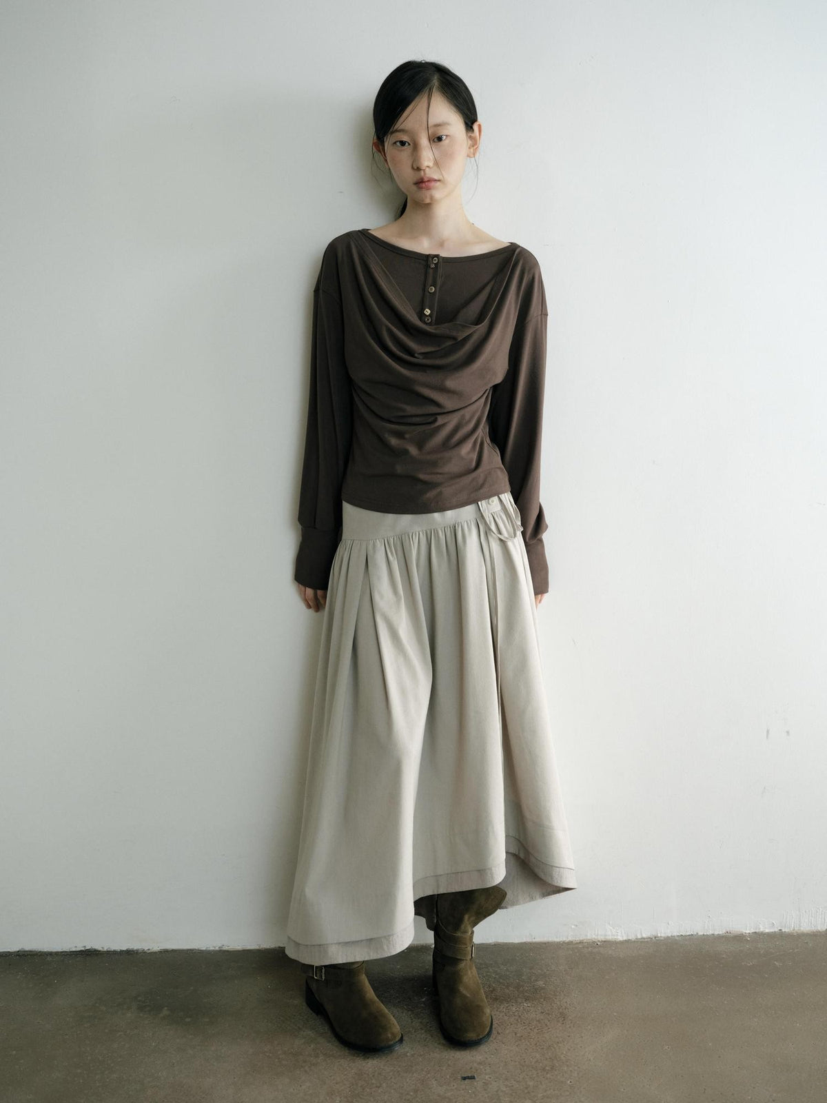 Dorydory Minimalist Draped Neck Two Piece Look Women&