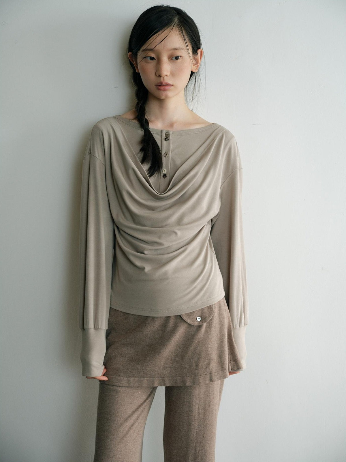Dorydory Minimalist Draped Neck Two Piece Look Women&