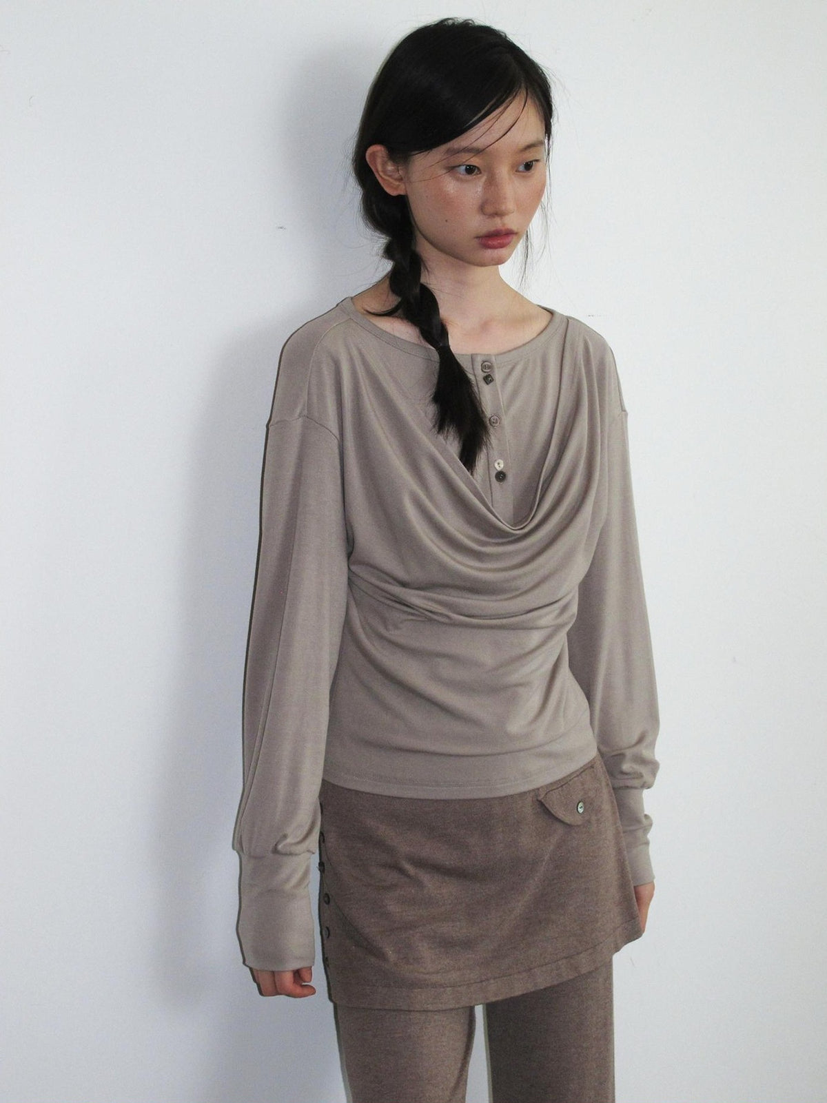 Dorydory Minimalist Draped Neck Two Piece Look Women&
