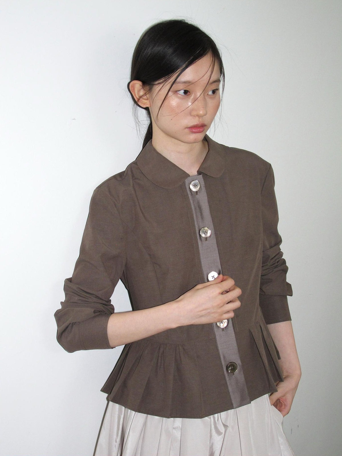 Dorydory Minimalist Lapel Cinched Waist Color Block Women&