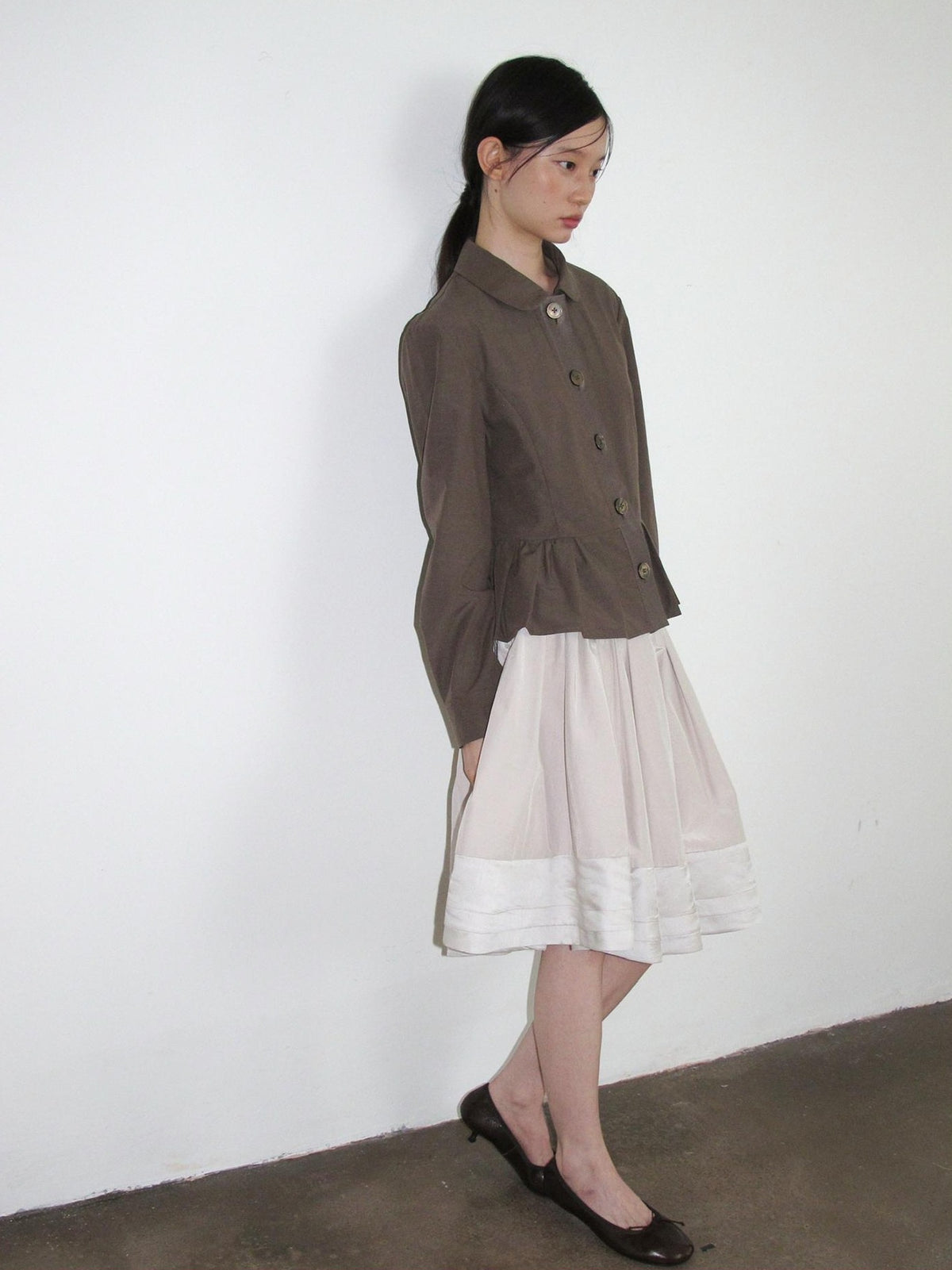 Dorydory Minimalist Lapel Cinched Waist Color Block Women&