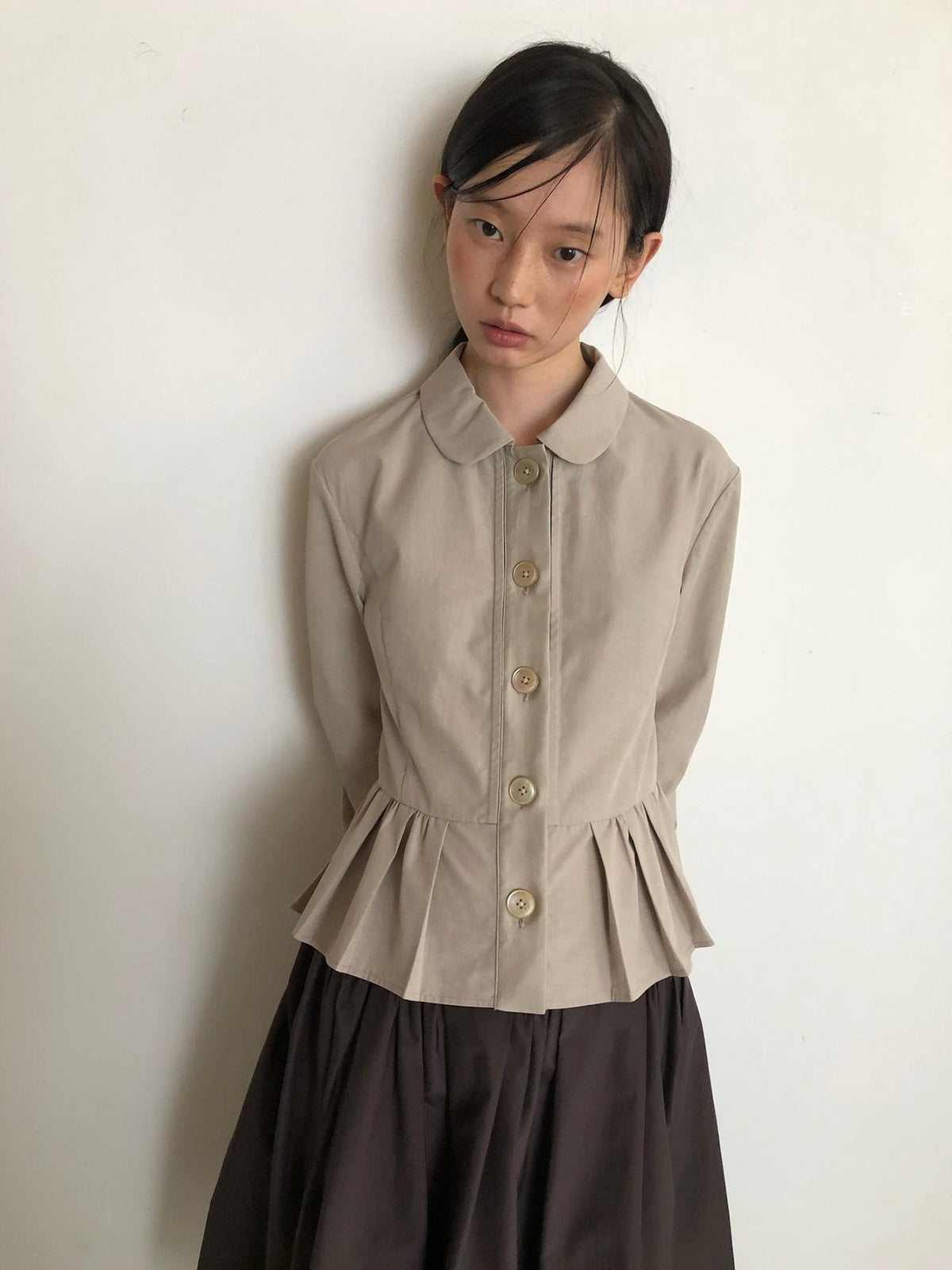 Dorydory Minimalist Lapel Cinched Waist Color Block Women&