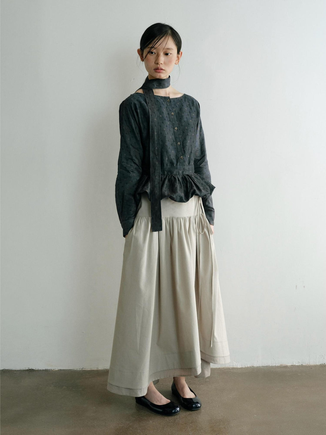 Dorydory Minimalist Shirred High Waist Asymmetric Loose Women&