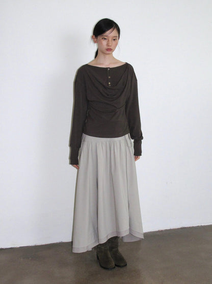 Dorydory Minimalist Shirred High Waist Asymmetric Loose Women&