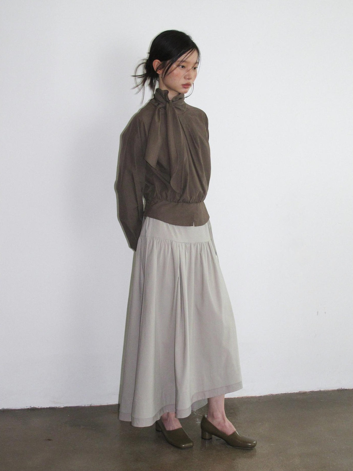 Dorydory Minimalist Shirred High Waist Asymmetric Loose Women&