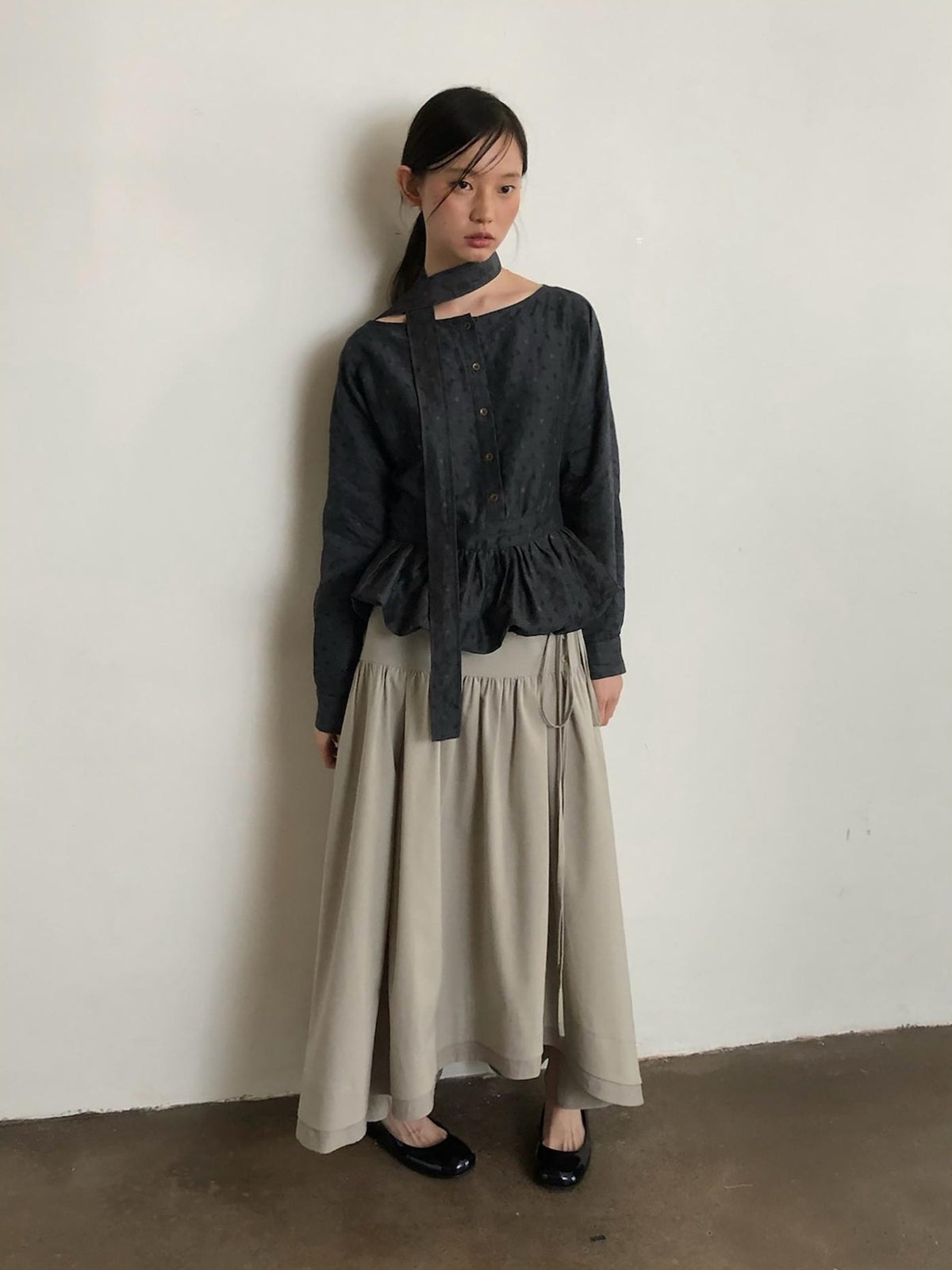 Dorydory Minimalist Shirred High Waist Asymmetric Loose Women&