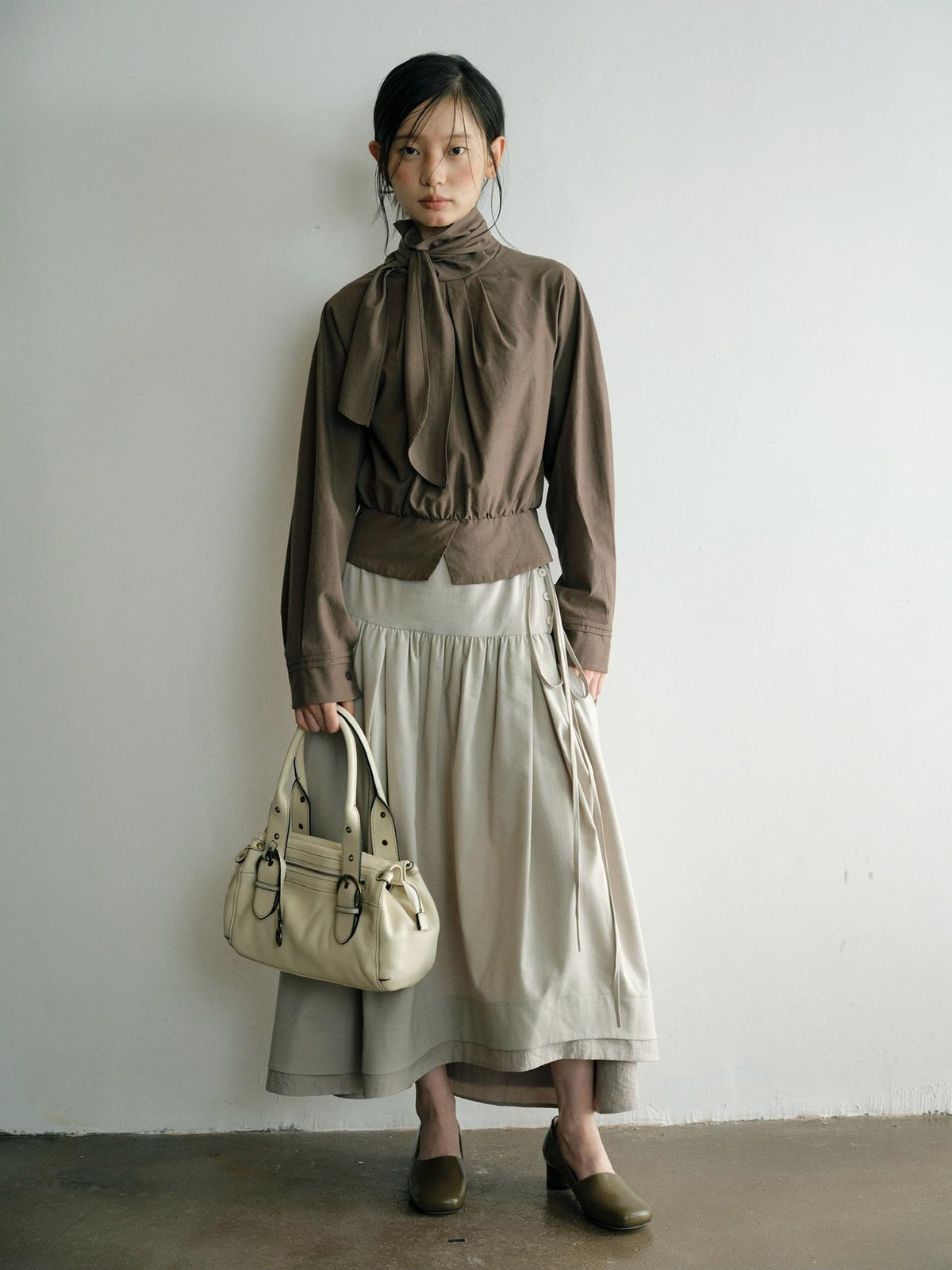 Dorydory Minimalist Shirred High Waist Asymmetric Loose Women&