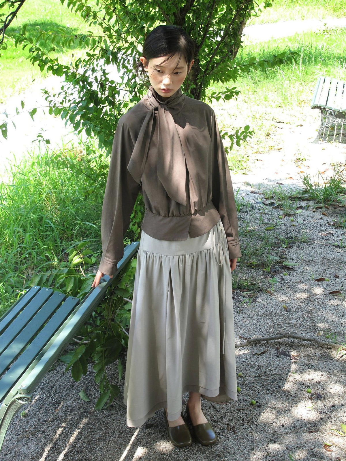 Dorydory Minimalist Shirred High Waist Asymmetric Loose Women&