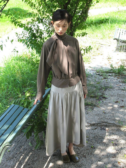 Dorydory Minimalist Shirred High Waist Asymmetric Loose Women&