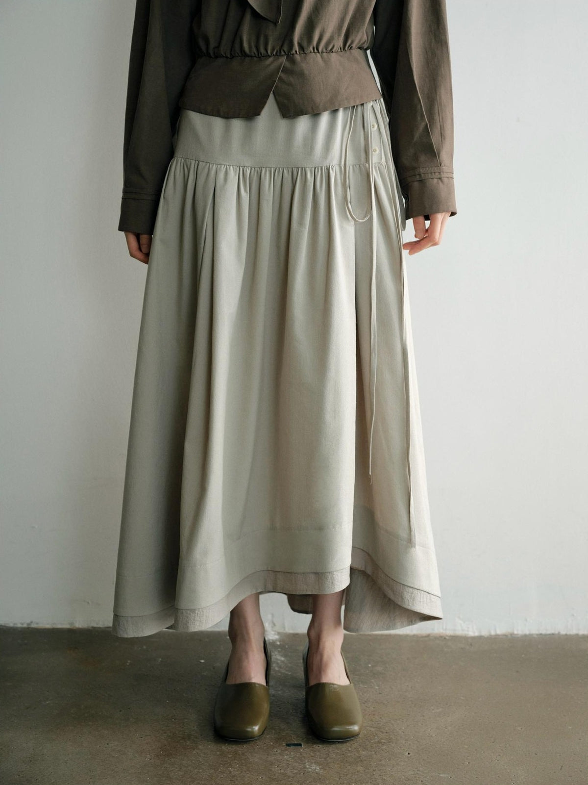 Dorydory Minimalist Shirred High Waist Asymmetric Loose Women&