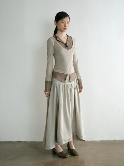 Dorydory Minimalist Shirred High Waist Asymmetric Loose Women&