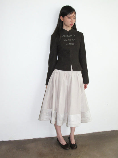 Dorydory Minimalist Stand Collar Button Wool Blend Women&