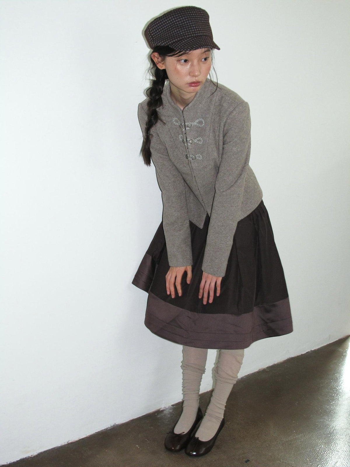 Dorydory Minimalist Stand Collar Button Wool Blend Women&