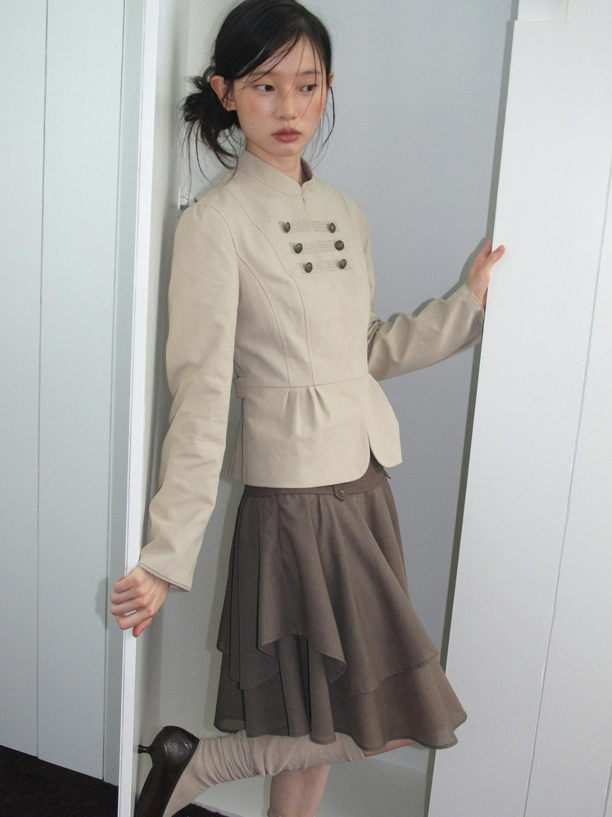 Dorydory Multi Button Stand Collar Women&