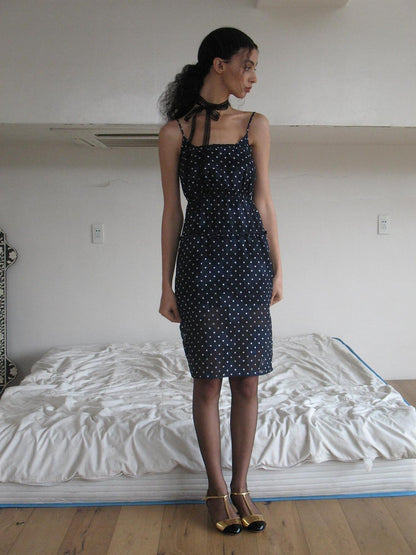 Dorydory Navy Polka Dot High Waist A Line French Women&