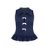 Dorydory_Navy_White_Bow_Lapel_Waist_Cinched_Cardigan_Women&