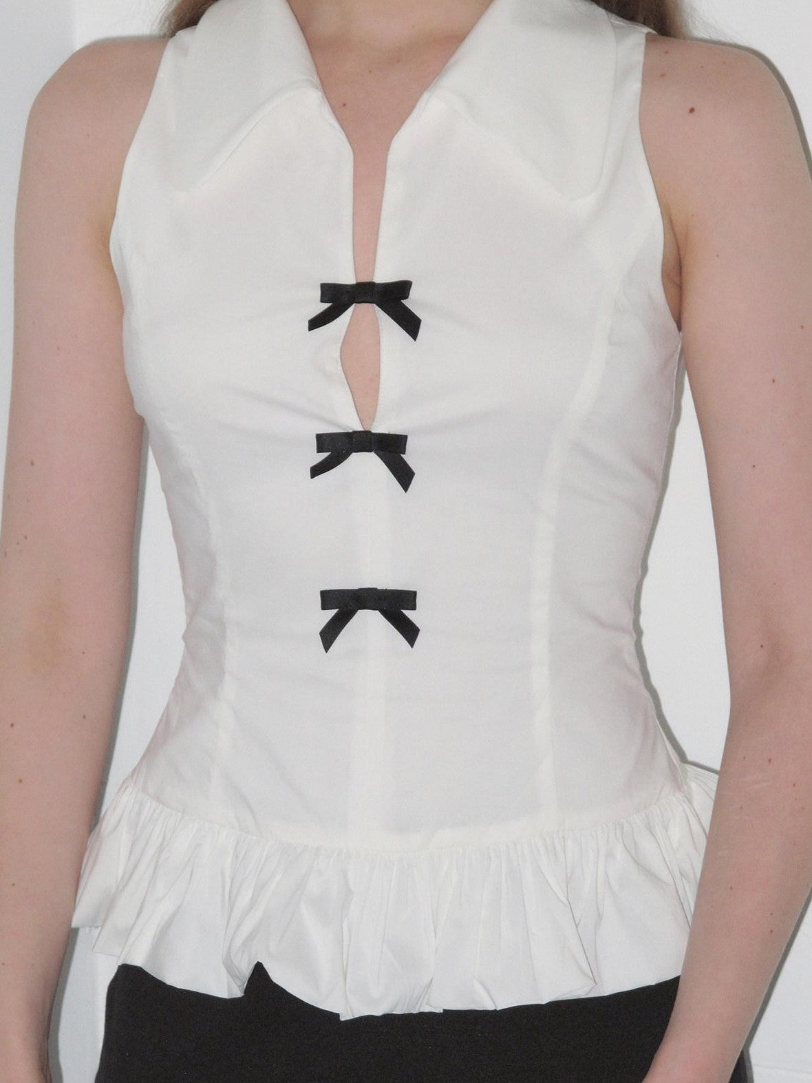 Dorydory Navy White Bow Lapel Waist Cinched Cardigan Women&