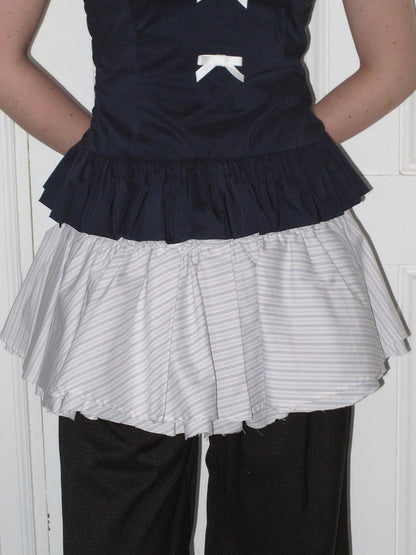 Dorydory Navy White Bow Lapel Waist Cinched Cardigan Women&