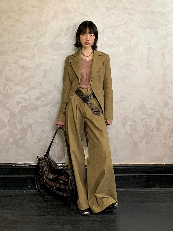 Dorydory New Chinese Style High Waist Wide Leg Cotton Women&